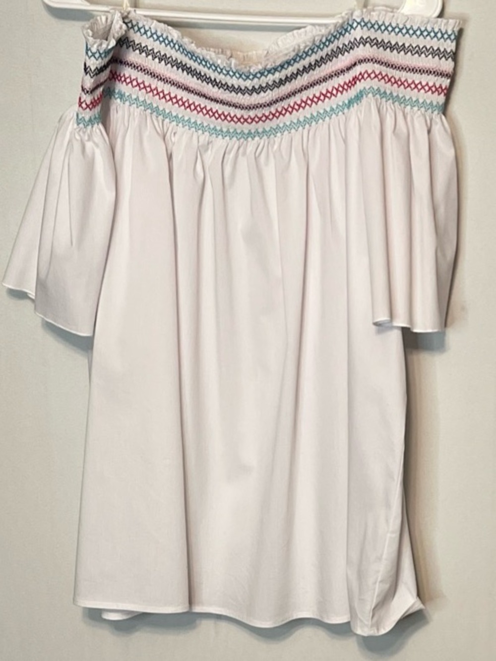 GRAND & GREENE Peasant Off Shoulder Boho Embroidered Accents Size 2X.